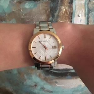 Burberry two tone rose gold & steel quartz watch